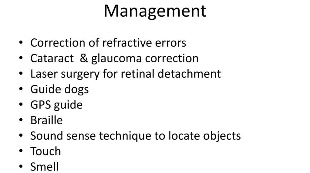 Management of Visual Impairment