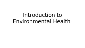 Introduction to environmental hygiene