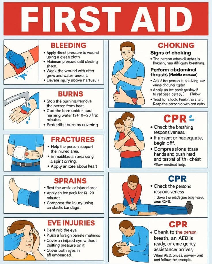 Provide first aid management of various accidents in children